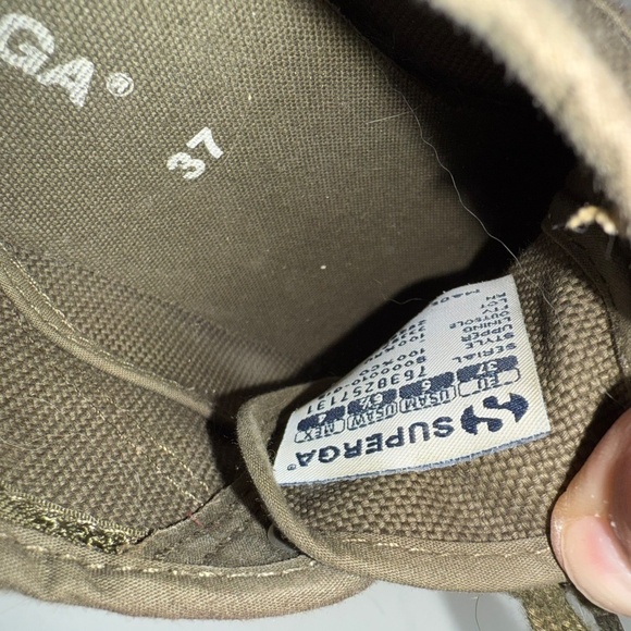 SUPERGA Womens 37 Green Canvas Low Top Casual Classic Sneakers Bin4 - Picture 3 of 5